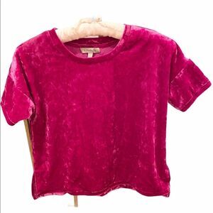 Wonderly Girls Fuchsia Hot Pink Velvet Crop Top